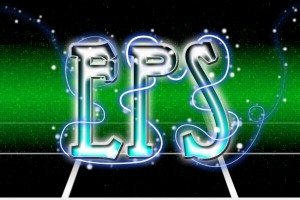 Línea y esferas de energía en texto