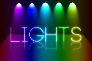 Luces de colores sobre texto